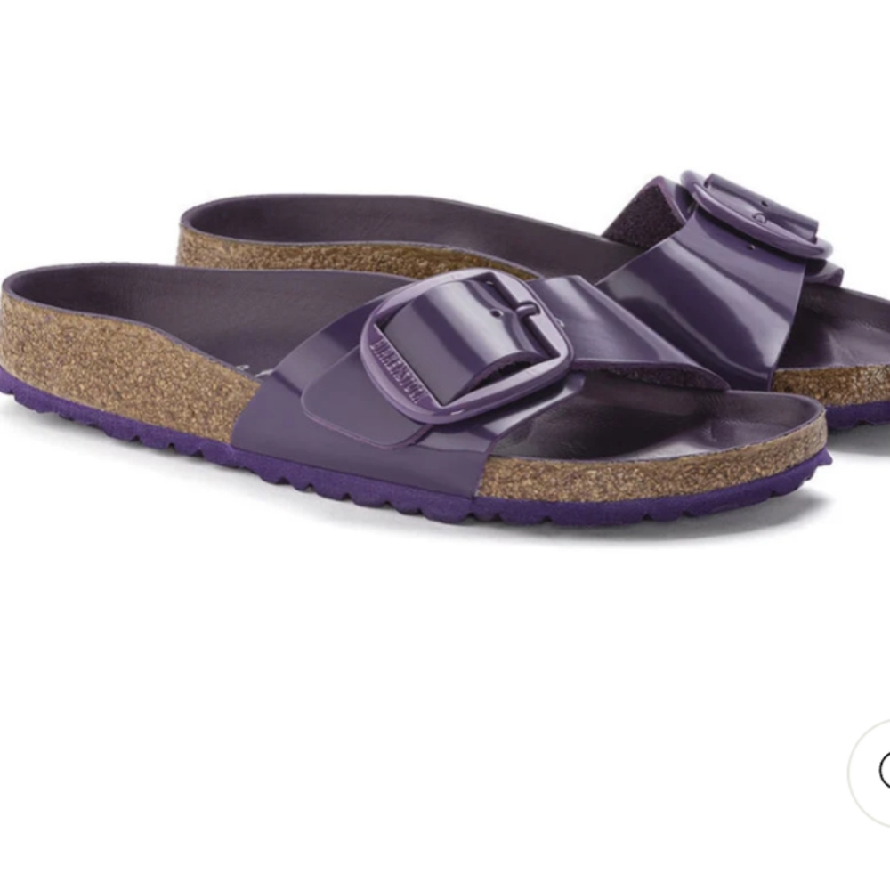 NEW Birkenstock Madrid Big Buckle Sandals Acai Purple EU 38 NWOT Hi Shine